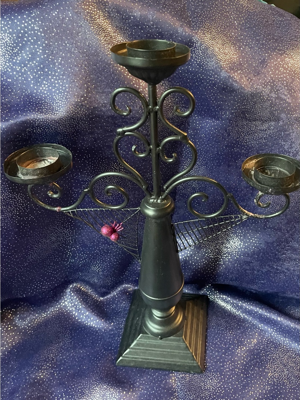 Black Metal Triple Candle Holder